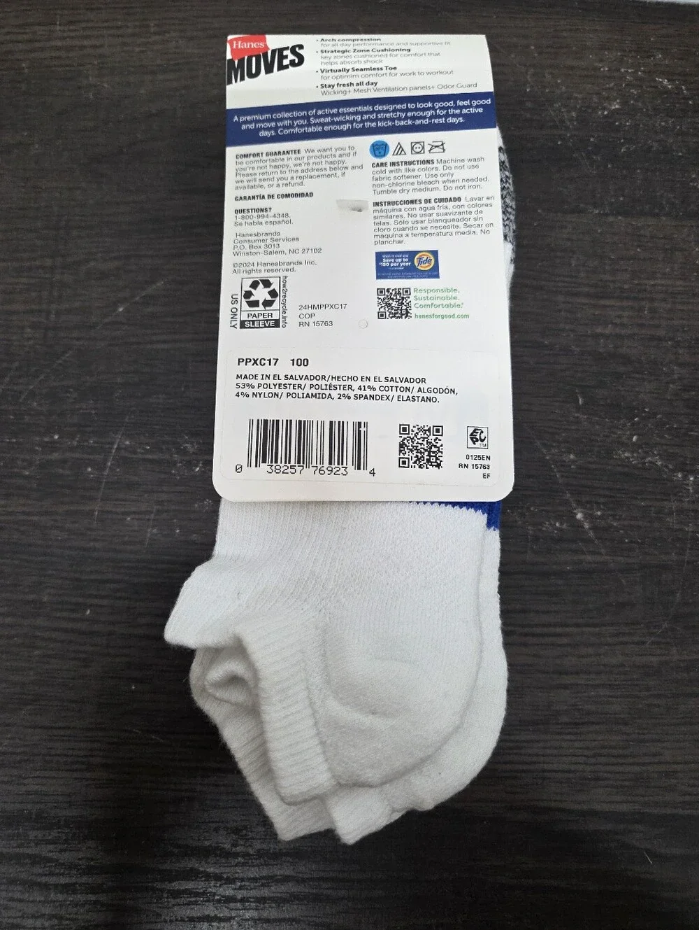 Hanes Premiun White & Blue Low-Cut Athletic Socks - 3 Pack Nwt